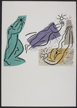 Lino print of abstract figures