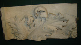 Plaster cast of architectural fragment with leaf