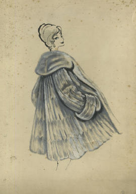 Illustration featuring woman in fur swing coat