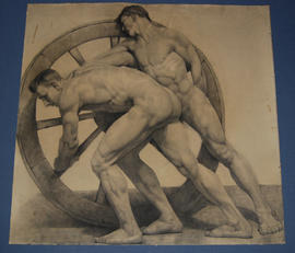 Male nudes with wheel (Version 1)