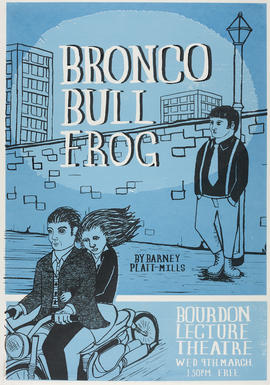 Poster for a film screening of 'Bronco Bull Frog'