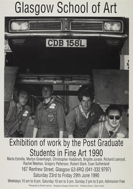 Poster for an exhibition of work by postgraduate students