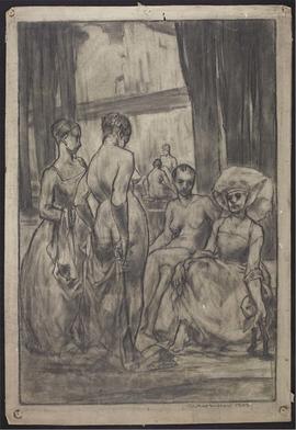 Scene with women, mostly nudes