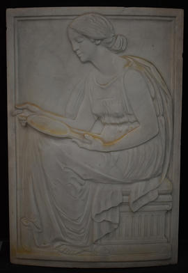 Marble panel of woman in relief looking in a mirror (Version 2)