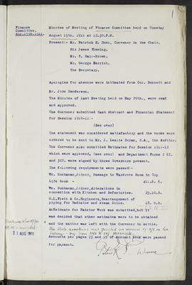 Minutes, Aug 1911-Mar 1913 (Page 1, Version 1)