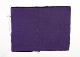Sample of purple fabric used to re-upholster Charles Rennie Mackintosh yellow settle