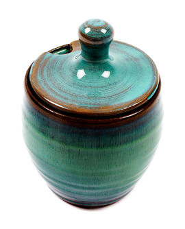 Small turquoise pot with lid (Version 1)