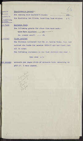 Minutes, Oct 1916-Jun 1920 (Page 64, Version 1)