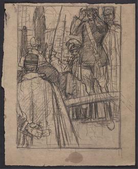 Sketch of military men with field glasses