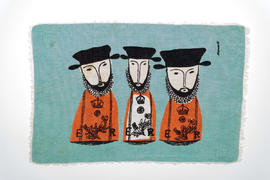 Printed mat featuring three men design