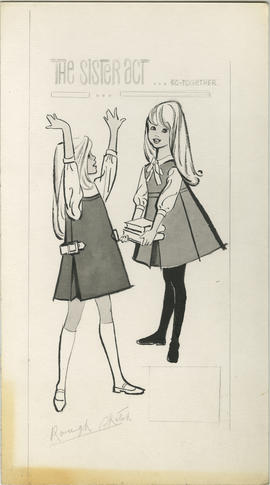 Illustration featuring "The Sister act - Go together", two girls in pinafores