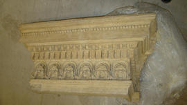 Plaster cast of cornice frieze decorated with bands of ornament and masks (Version 1)