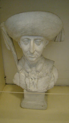Plaster cast of bust wearing turban