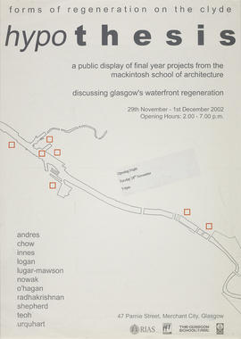 Poster for display 'Hypothesis: Forms of regeneration on the Clyde', Glasgow