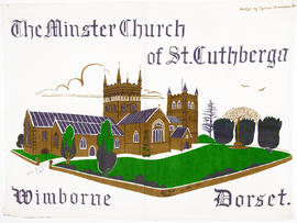"The Minster Church of St. Cuthberga, Wimborne Dorset" tea towel