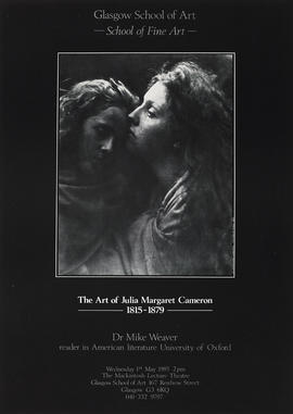Poster for a lecture entitled 'The Art of Julia Margaret Cameron: 1815 - 1879'