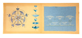 Blue floral sampler and collaged designs (Version 1)