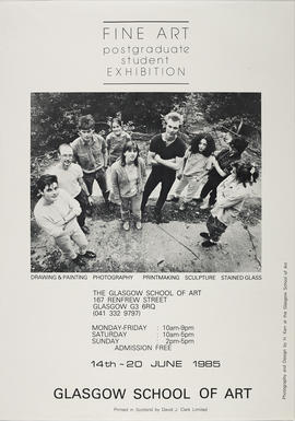 Poster for an exhibition of work by fine art postgraduates