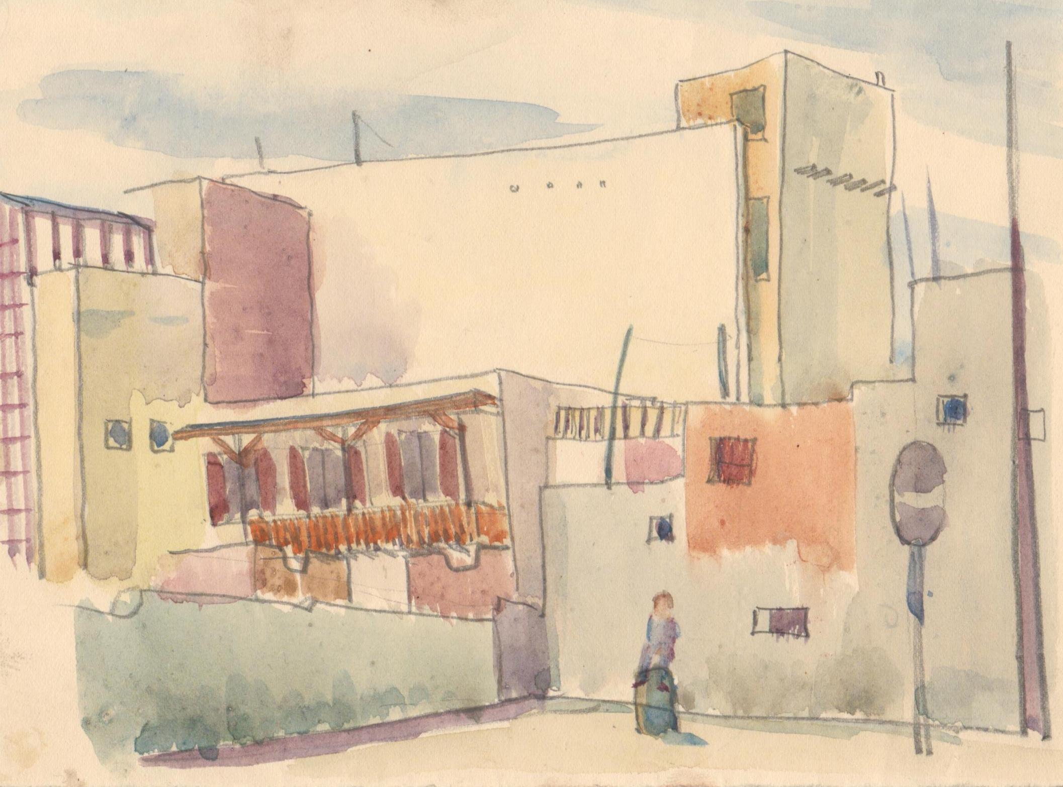 Cairo street scene, by Fred Selby, 1940s