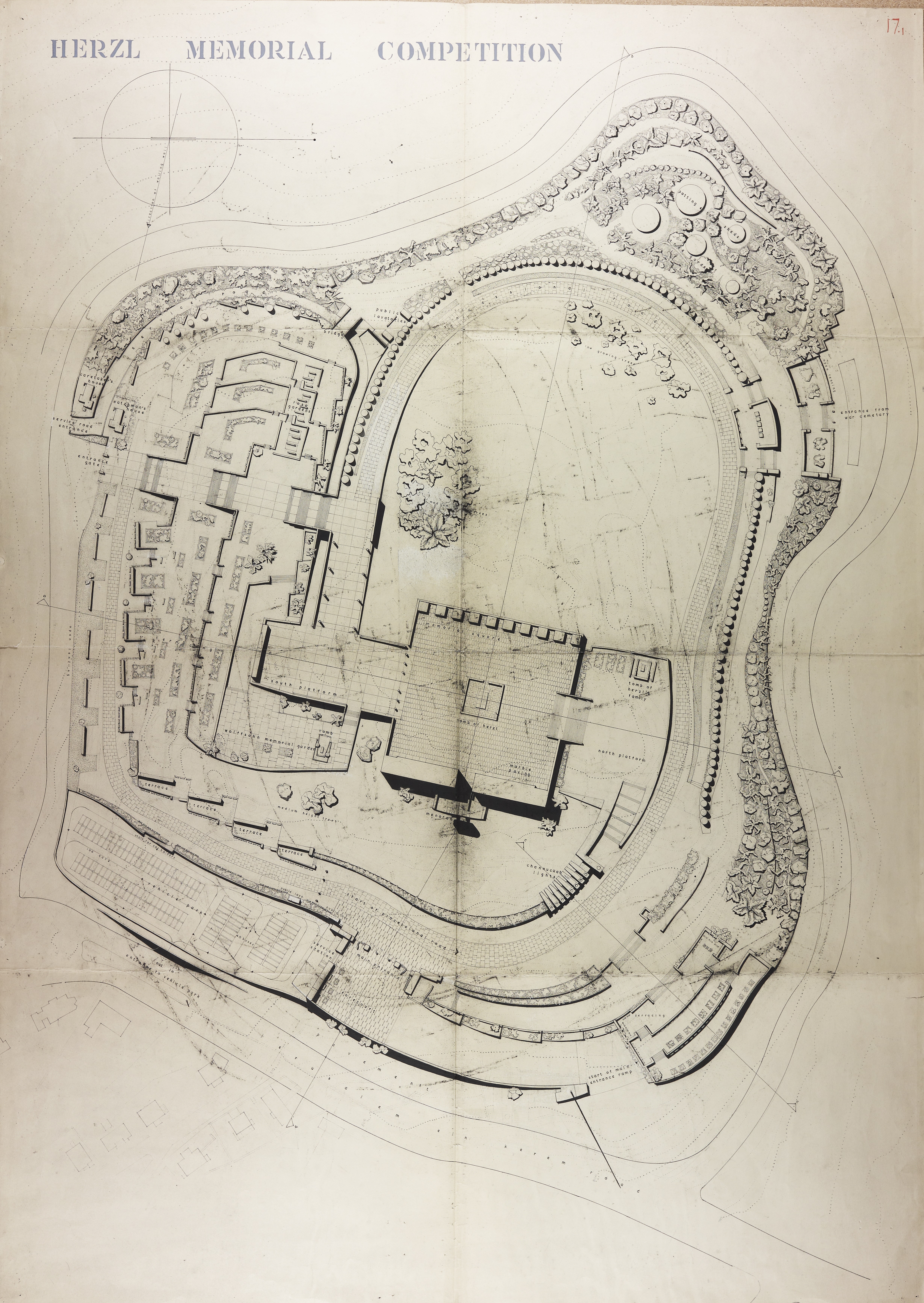 The Herzl Memorial Competition, contour plans, by Fred Selby