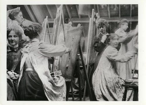 Ann Macbeth (top left) painting alongside fellow female students, c1912