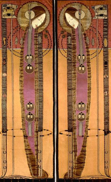 Embroidered panels, by Margaret Macdonald Mackintosh, c1902-1904