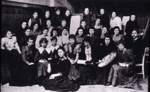 GSAA P/1/5 Headmaster Fra Newbery with female students, c1894-5