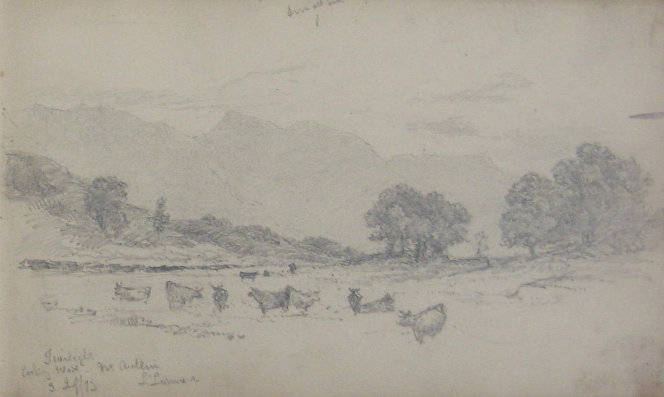 Detail of a landscape from Robert Brydall's sketchbook, 1873