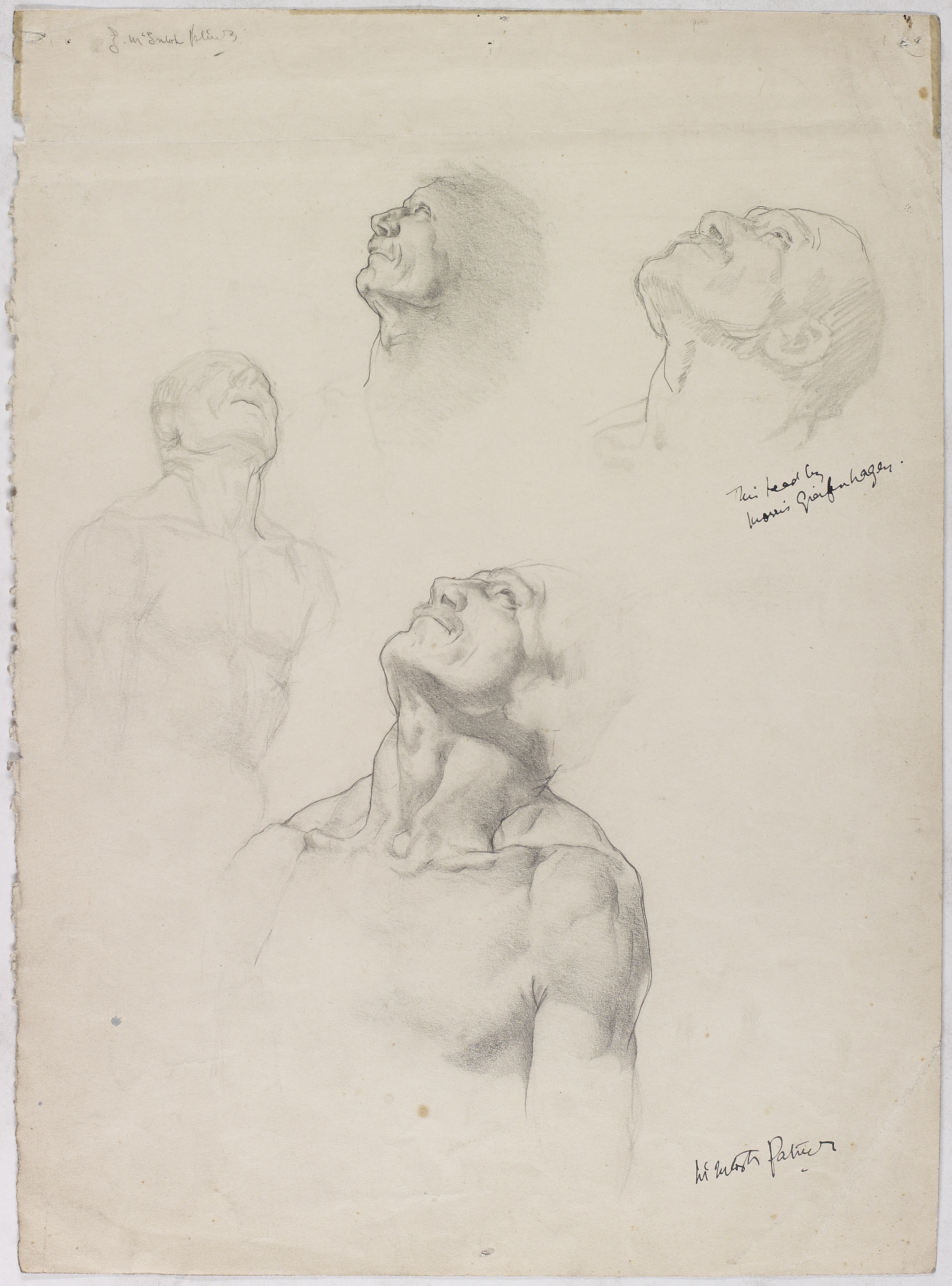 NMC 605, Male figure study by James McIntosh Patrick, featuring corrections by Maurice Greiffenhagen, c1927