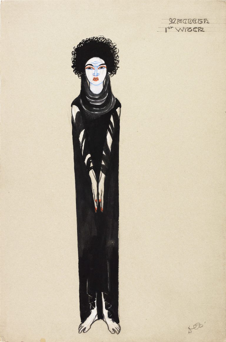 NMC096/V Costume design for the 1st witch in Macbeth, but Dorothy Carleton Smyth, 1933