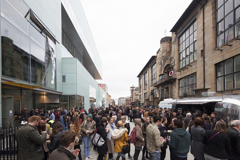 Outside The Reid and The Mackintosh Building on opening day.