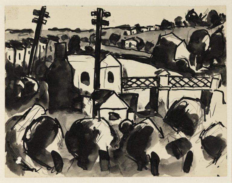 Sketch of looming down on the bridge by Josef Herman; © The estate of Josef Herman, © Tate (year), CC-BY-NC-ND 3.0 (Unported), http://www.tate.org.uk/art/archive/TGA-835-115-1