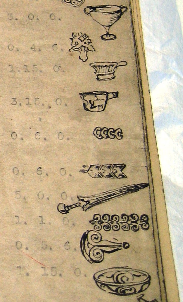 Detail of some of the sketches in the Loans Department Inventory of Material, 1914-1918 (our ref: GSAA/ISE/4/1, 1 of 3)