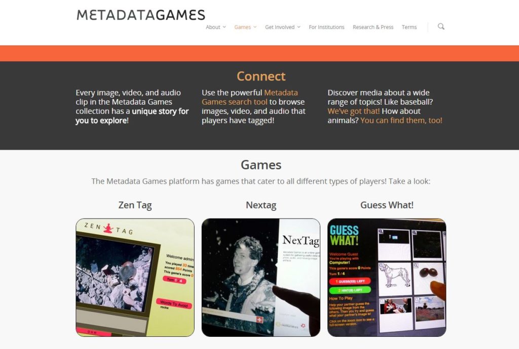 Metadatagames game page. Image courtesy of metadatagames