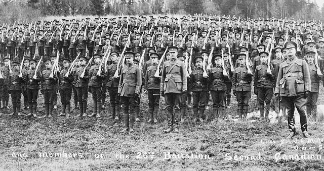 Officers and Members of the 26th Battalion of the Second Canadian Expeditionary Force. Image courtesy of Wikipedia