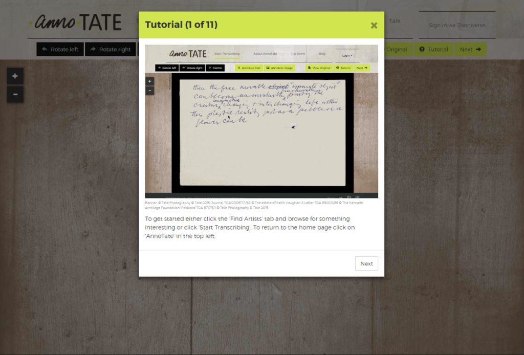 Getting started. Image courtesy of annoTATE