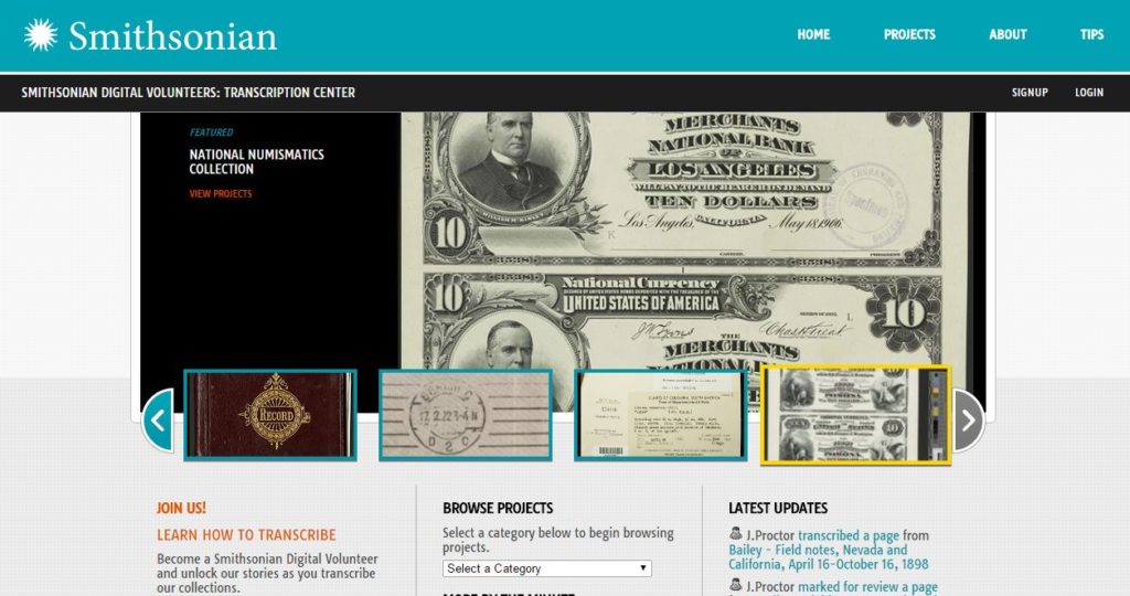 Smithsonian Transcription Center. Image courtesy of The Smithsonian