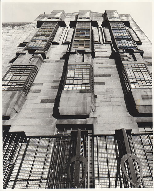 Photograph from the GSA Archives of the Mackintosh Library windows (Archive reference: GSAA/P/7/49)