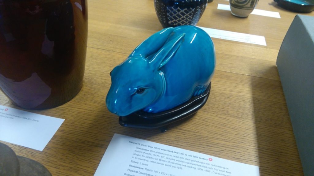 Blue Rabbit with stand, mid 19th--20th century (Archive reference: NMC/1616)