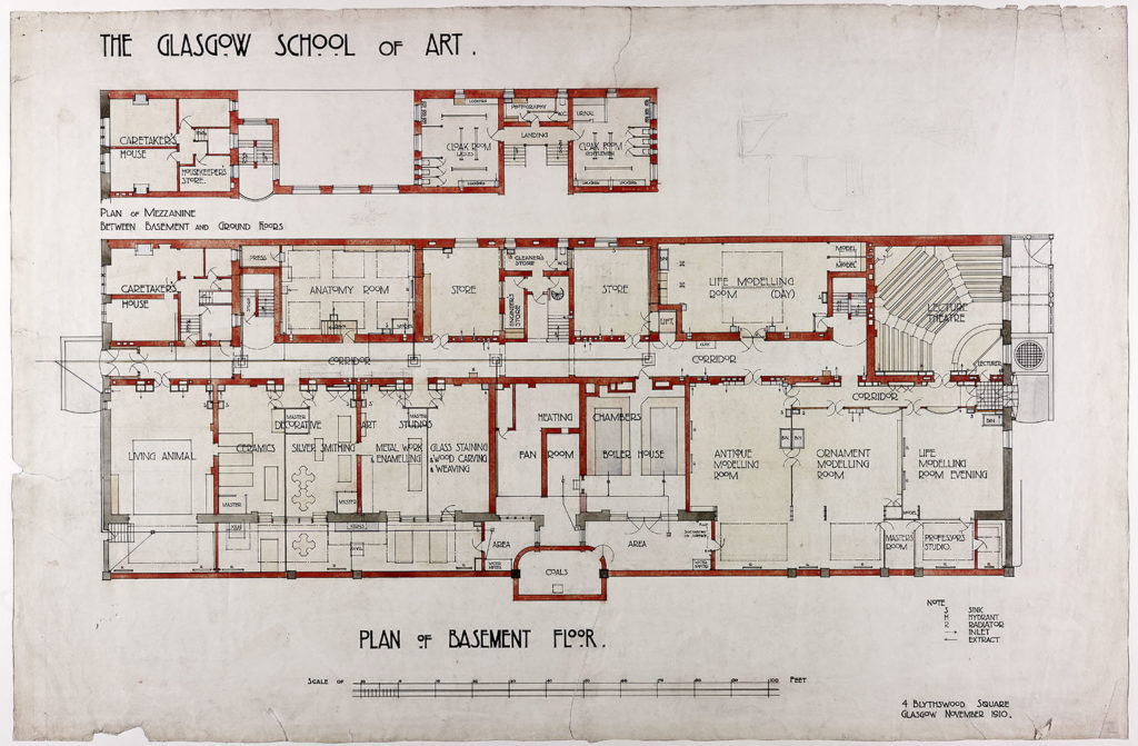Design for Glasgow School of Art: Plan of Basement Floor (Archive reference: MC/G/82)