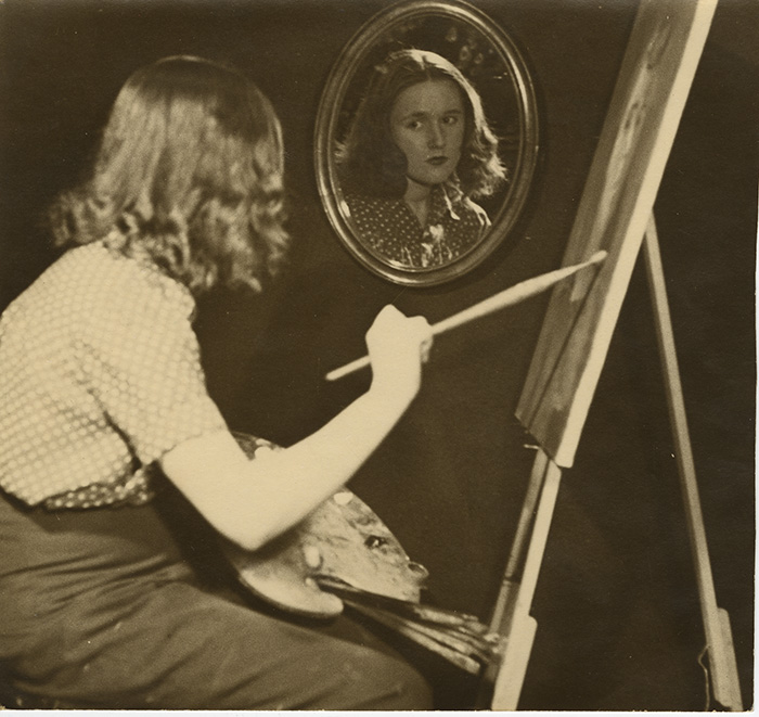 Cordelia Oliver with paint brush in hand, GSA Archives and Collections (archive reference: DC/066)