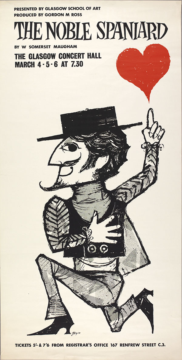 Poster for a GSA production of 'The Noble Spaniard' February 1964, GSA Archives and Collections (archive reference: GSAA/EPH/10/100)