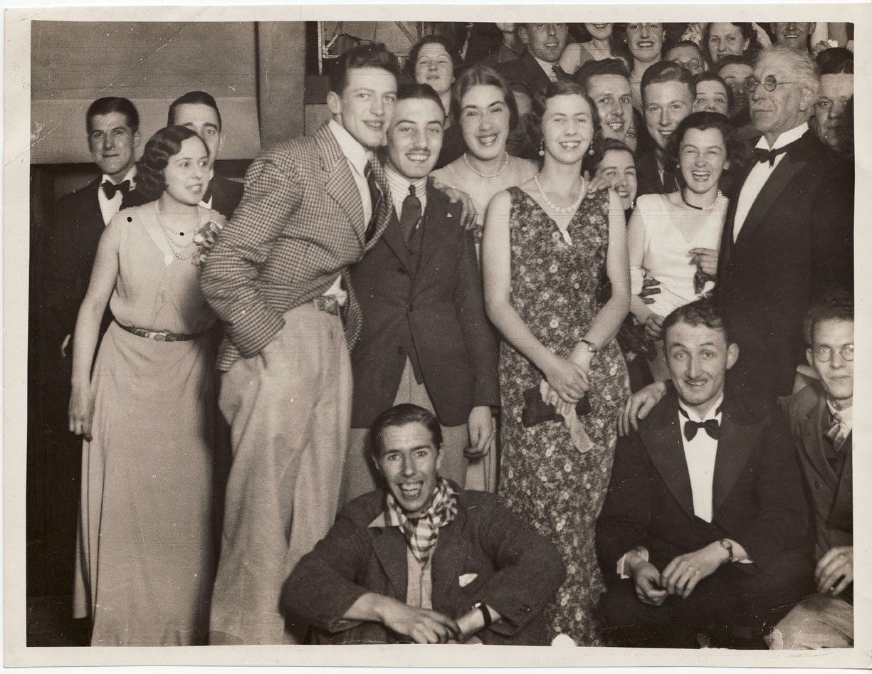 Glasgow School of Art staff group at a dinner dance, featuring Margaret Grant, GSA Archives and Collections (archive reference: GSAA/P/1/7)