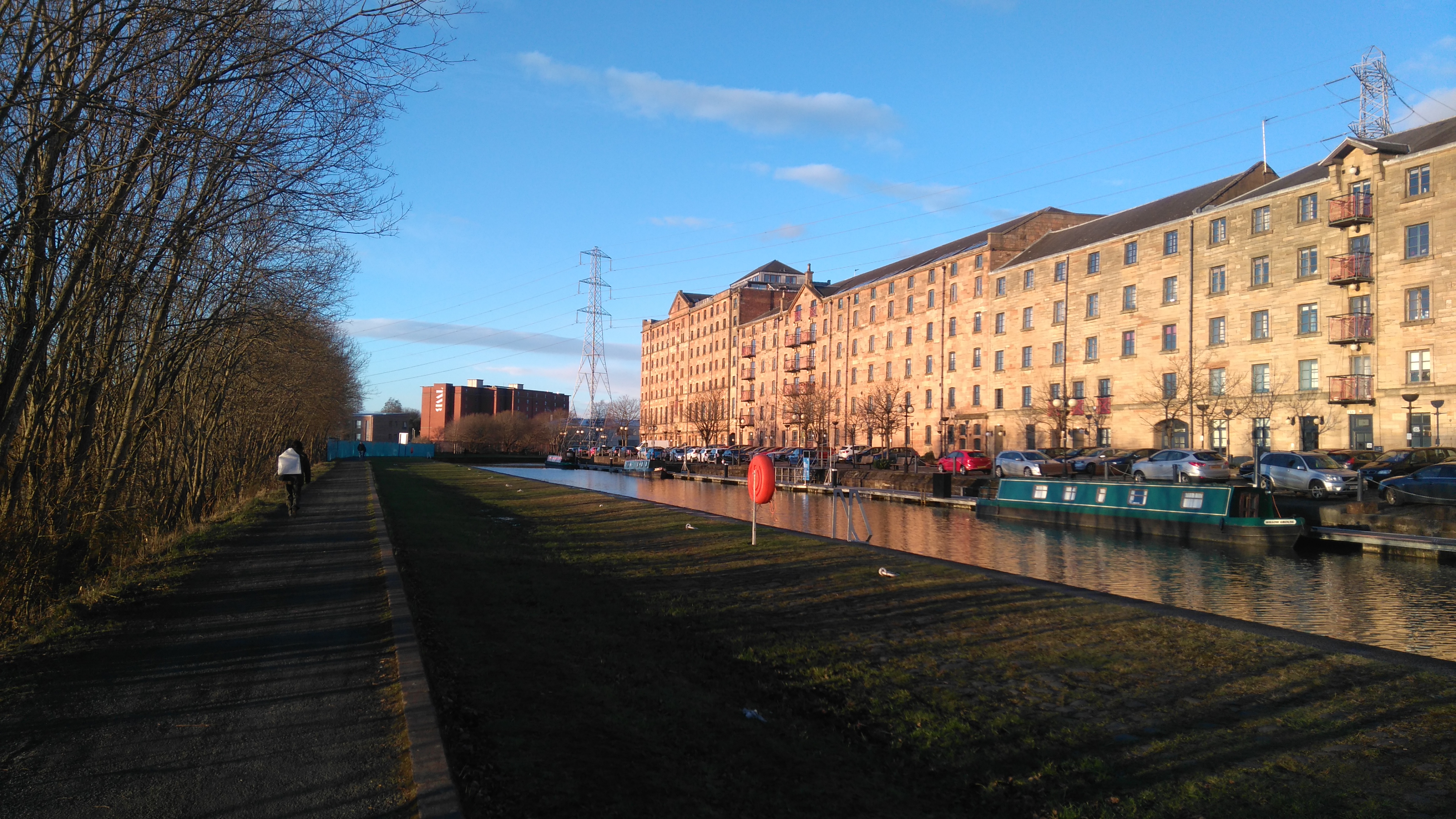 View of The Whisky Bond from Speirs Wharf on the canal side.