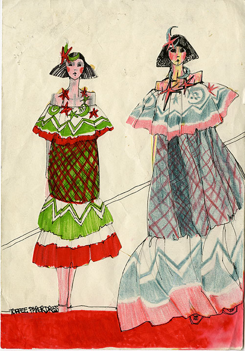 Sheila MacDonald's illustration for “Pennie Daintee” dresses. Archive Reference: JAC/42.