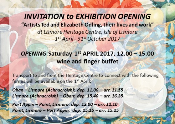 Flyer for “Artists Ted and Elizabeth Odling, their lives and work” exhibition.