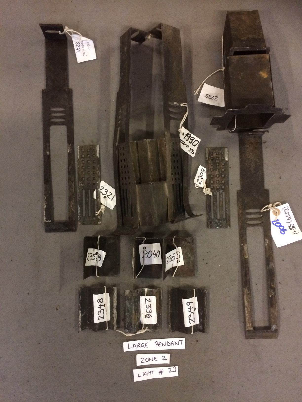 Rescued fragments of a light fitting from the Mackintosh Library.