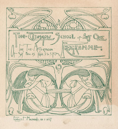 Design for a Glasgow School of Art programme by Frances Macdonald MacNair, 1893