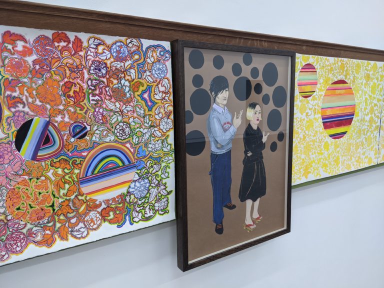 Figurative and pattern gouache drawings by Hanneline Visnes. Image copyright Alan Dimmick.