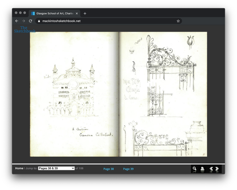 Mackintosh's Northern Italian Sketchbook - Original website capture
